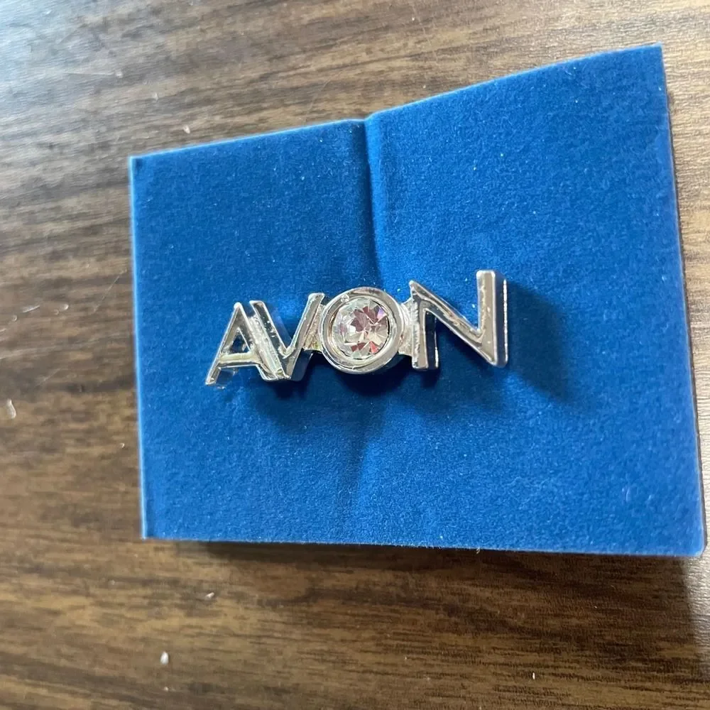 Avon New Representative Pin Silver Tone with Rhinestone Brooch Lapel Gift‎